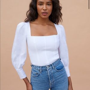 Reformation Stilton linen top in white